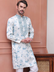 Stone Print With Embroidered kurtas ( KO 5102Sky )
