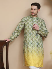 Digital Printed Kurtas for Men ( KO 5104 Green )
