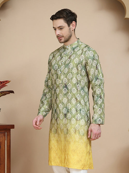 Digital Printed Kurtas for Men ( KO 5104 Green )