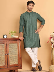 Embroidered Straight Kurtas For Men ( KO 5118Sea-Green )