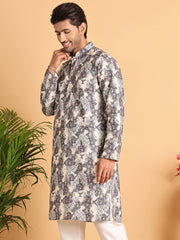 Chikankari Embroidered & Printed Kurtas. ( KO 5123Grey )