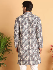 Chikankari Embroidered & Printed Kurtas. ( KO 5123Grey )