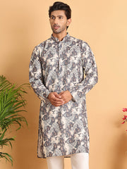 Chikankari Embroidered & Printed Kurtas. ( KO 5123Grey )