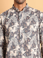 Chikankari Embroidered & Printed Kurtas. ( KO 5123Grey )