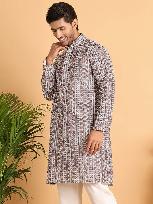 Embroidered & Printed Kurtas For Men ( KO 5124Coffee )