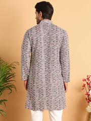 Embroidered & Printed Kurtas For Men ( KO 5124Coffee )