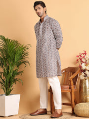 Embroidered & Printed Kurtas For Men ( KO 5124Coffee )