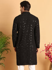 Embroidered Sequined Viscose Straight Kurta. ( KO 5125Black )