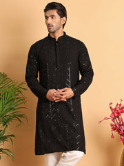 Embroidered Sequined Viscose Straight Kurta. ( KO 5125Black )
