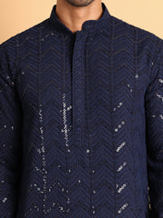 Embroidered Sequined Viscose Straight Kurta. ( KO 5125Navy )