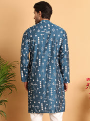 Embroidered Silk Blend Straight Kurta. ( KO 5126Peacock )