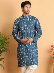 Embroidered Silk Blend Straight Kurta. ( KO 5126Peacock )