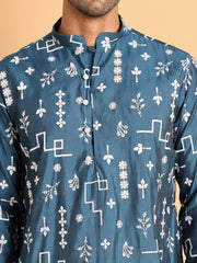 Embroidered Silk Blend Straight Kurta. ( KO 5126Peacock )