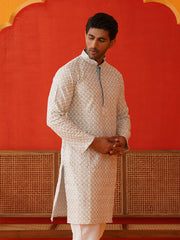 Sequins & Embroidered Kurtas For Men ( KO 5128Grey )