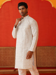 Sequins & Embroidered Kurtas For Men ( KO 5128Grey )
