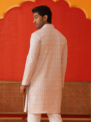 Sequins & Embroidered Kurtas For Men ( KO 5128Pink )