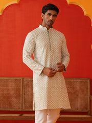 Sequins & Embroidered Kurtas For Men ( KO 5128Pista )