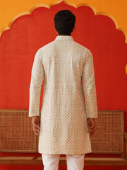 Sequins & Embroidered Kurtas For Men ( KO 5128Pista )
