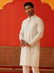 Sequins & Embroidered Kurtas For Men ( KO 5128Pista )