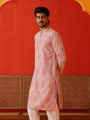 Embroidered Staight Kurtas For Men ( KO 5130Pink )