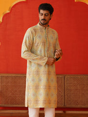 Embroidered Staight Kurtas For Men ( KO 5130Pista )