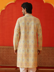 Embroidered Staight Kurtas For Men ( KO 5130Pista )