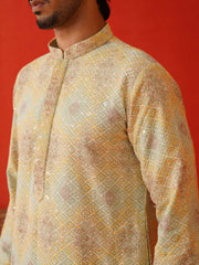 Embroidered Staight Kurtas For Men ( KO 5130Pista )