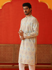 Embroidered Staight Kurtas For Men ( KO 5130Sky )
