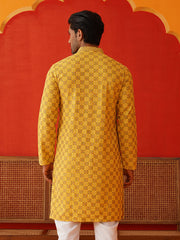 Embroidered Staight Kurtas For Men ( KO 5135Mustard )