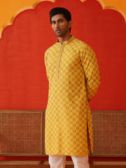 Embroidered Staight Kurtas For Men ( KO 5135Mustard )