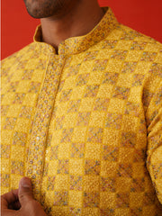 Embroidered Staight Kurtas For Men ( KO 5135Mustard )