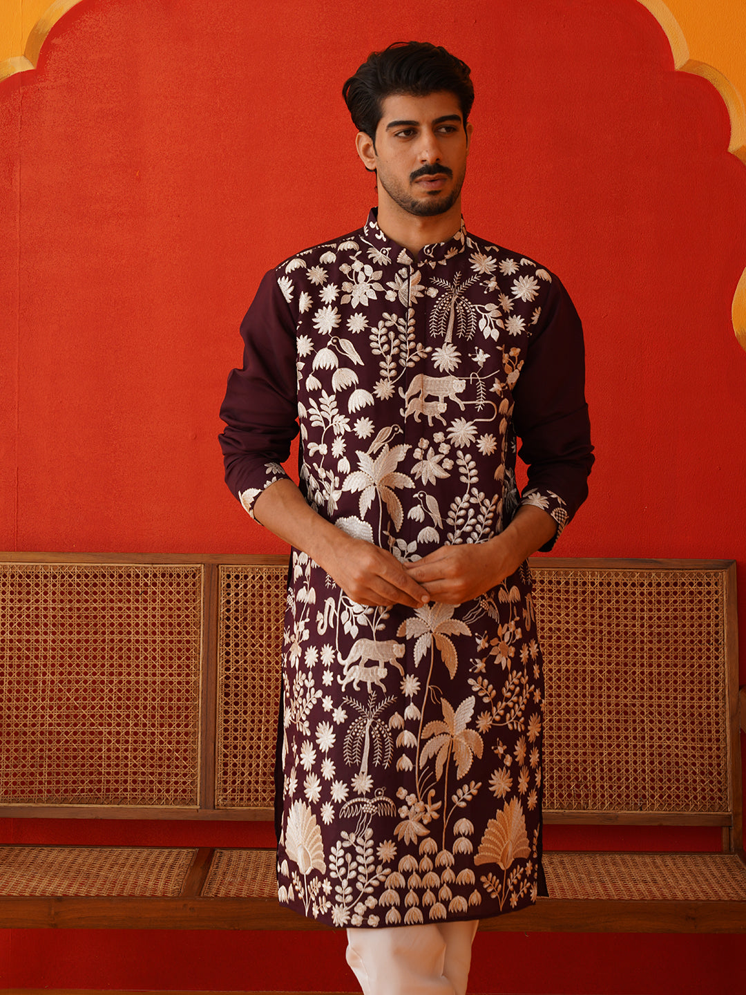 Embroidered Straight Kurtas. ( KO 5137Purple )