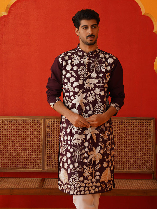 Embroidered Straight Kurtas. ( KO 5137Purple )