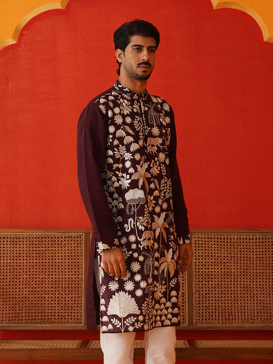 Embroidered Straight Kurtas. ( KO 5137Purple )