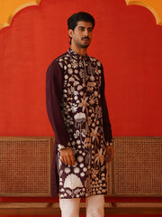 Embroidered Straight Kurtas. ( KO 5137Purple )