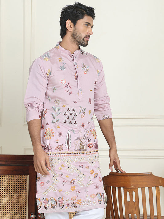 Floral Embroidered and Sequins Kurtas ( KO 5140 Purple )
