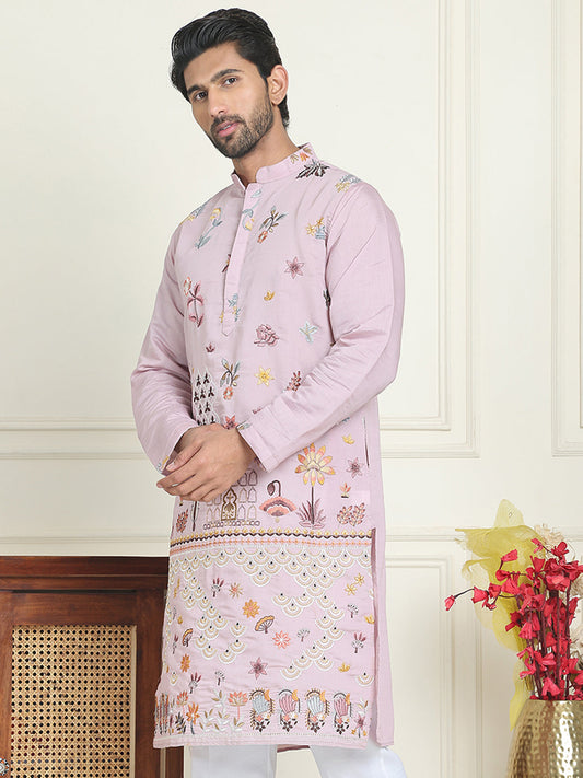 Floral Embroidered and Sequins Kurtas ( KO 5140 Purple )