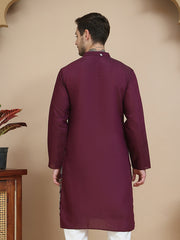 Floral Embroidered and Sequins Kurtas ( KO 5140 Wine )