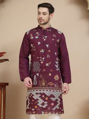 Floral Embroidered and Sequins Kurtas ( KO 5140 Wine )