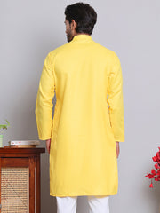Solid Cotton Kurtas for Men ( KO 5144Lemon )