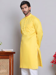 Solid Cotton Kurtas for Men ( KO 5144Lemon )