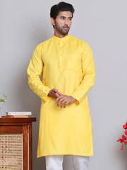 Solid Cotton Kurtas for Men ( KO 5144Lemon )