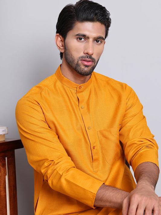 Solid Cotton Kurtas for Men ( KO 5144Mustard )