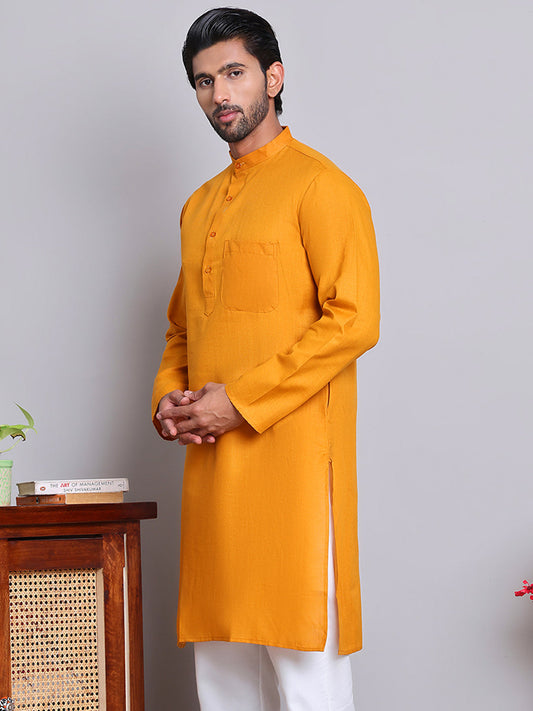 Solid Cotton Kurtas for Men ( KO 5144Mustard )
