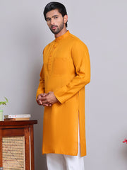 Solid Cotton Kurtas for Men ( KO 5144Mustard )