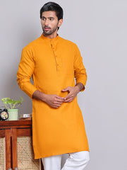 Solid Cotton Kurtas for Men ( KO 5144Mustard )