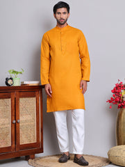 Solid Cotton Kurtas for Men ( KO 5144Mustard )