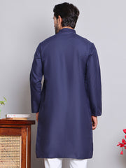 Solid Cotton Kurtas for Men ( KO 5144Navy )