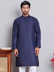 Solid Cotton Kurtas for Men ( KO 5144Navy )