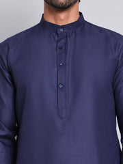 Solid Cotton Kurtas for Men ( KO 5144Navy )